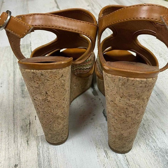 Lucky Brand Wedge Sandal Womens 7M 37 Multicolor Boho Weave - Picture 3 of 7